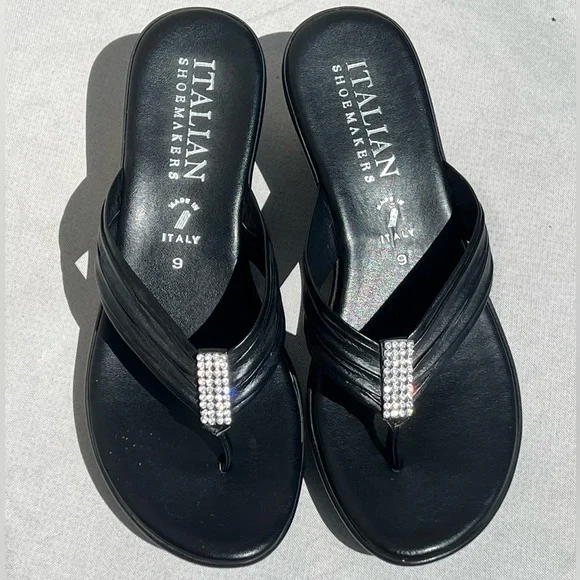🆕 Italian Shoemakers - Black Rhinestone Sandals - Picture 3 of 6